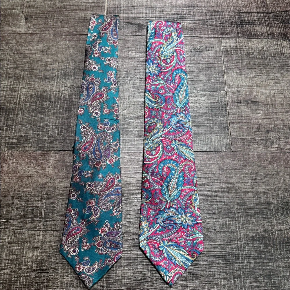 Dior Paisley Ties in Teal and Pink - Picture 5 of 7